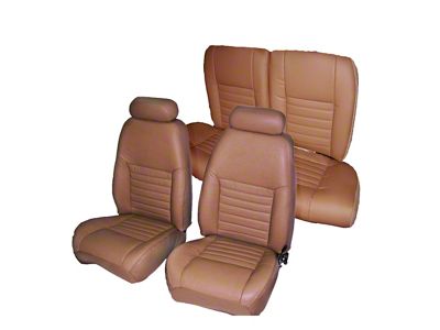 Front Bucket and Rear Bench Seat Upholstery Kit; Black Leather (99-04 Mustang GT Coupe)