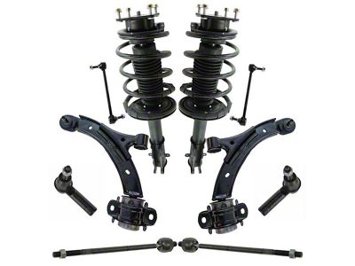 Front Strut and Spring Assemblies with Lower Control Arms, Front Sway Bar Links and Tie Rods (11-14 Mustang GT, V6)