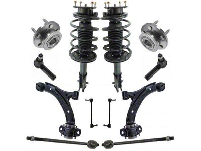 Front Strut and Spring Assemblies with Lower Control Arms, Front Sway Bar Links, Tie Rods and Hub Assemblies (11-14 Mustang GT, V6)