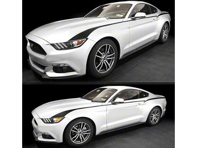 Front to Rear Side Accent Stripes; Matte Black (18-23 Mustang Fastback)