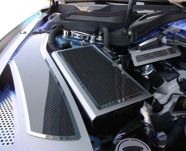 Fuse Box Cover with Carbon Fiber Top Pate; Brushed (15-23 Mustang)