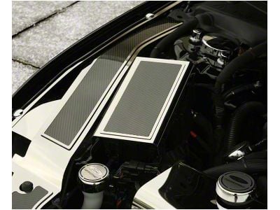 Fuse Box Cover with Carbon Fiber Top Pate; Polished (15-23 Mustang)