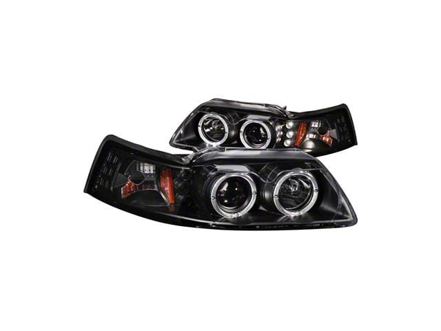 G2 Dual Halo Projector Headlights; Black Housing; Clear Lens (99-04 Mustang)