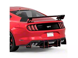 Genali VR2 Rear Diffuser; Dry Carbon Fiber Vinyl (18-23 Mustang GT; 19-23 Mustang EcoBoost w/ Active Exhaust)