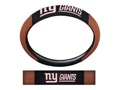 Grip Steering Wheel Cover with New York Giants Logo; Tan and Black (Universal; Some Adaptation May Be Required)