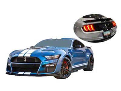 GT350/GT500 1-Color Style Lemans Racing Stripes; Dark Blue Metallic (15-22 Mustang GT350, GT500)