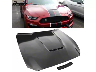 GT350 Style Hood; Unpainted (15-17 Mustang GT, EcoBoost, V6)