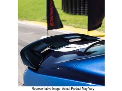 GT350 Style Pedestal Rear Deck Spoiler; Competition Orange (15-23 Mustang Fastback)