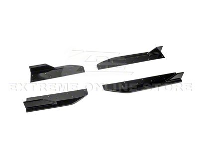 GT350R Performance Package Side Skirt Extensions; Glossy Black (24-25 Ford Mustang)