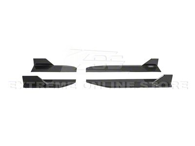 GT350R Performance Package Side Skirt Extensions; Hydro-Dipped Carbon Fiber (24-25 Ford Mustang)