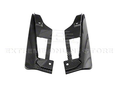 GT350R Performance Package Front and Rear Splash Guards; Hydro-Dipped Carbon Fiber (24-25 Mustang)