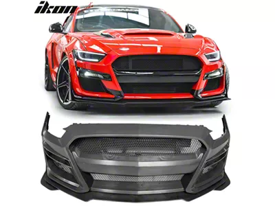 GT500 Style Front Bumper Cover; Unpainted (15-17 Mustang GT, EcoBoost, V6)