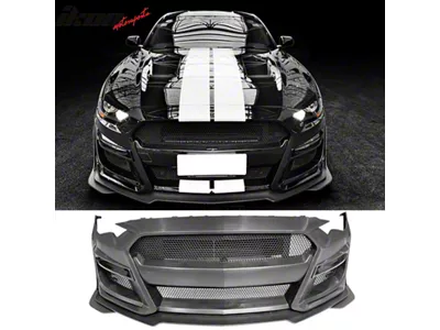 GT500 Style Front Bumper Cover; Unpainted (18-23 Mustang GT, EcoBoost)