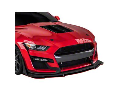 GT500 Style Front Bumper Splitter; Carbon Flash Metallic Vinyl (18-23 Mustang GT, EcoBoost)