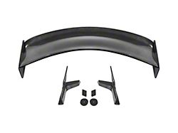 GT500 Style High Wing Rear Spoiler with Decklid Panel; Carbon Fiber (24-25 Mustang Fastback)