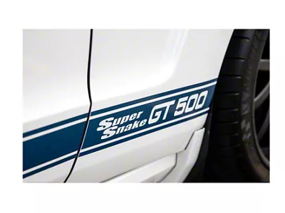 GT500 Super Snake Style Rocker Panel Stripes; Vista Blue (07-14 Mustang GT500)