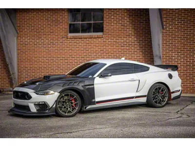 GTD Style Fenders; Unpainted Fiberglass with Carbon Vents (18-23 Mustang)