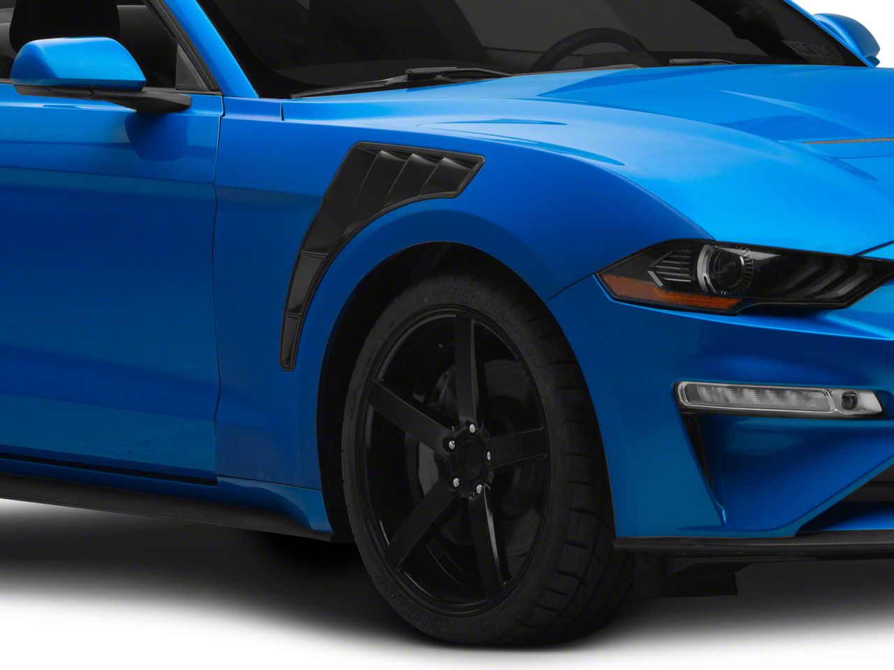 Mustang GTD Style Fenders; Unpainted Fiberglass with Carbon Vents