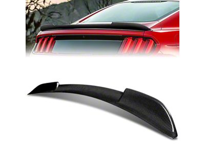 H-Style Rear Spoiler; Carbon Fiber Look (15-23 Mustang Fastback)