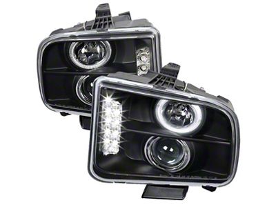 Halo Projector Headlights; Matte Black Housing; Clear Lens (05-09 Mustang GT, V6)