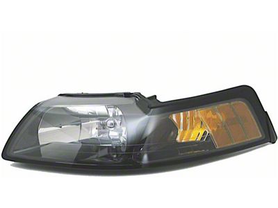CAPA Replacement Halogen Headlight; Black Housing; Clear Lens; Driver Side (99-04 Mustang)