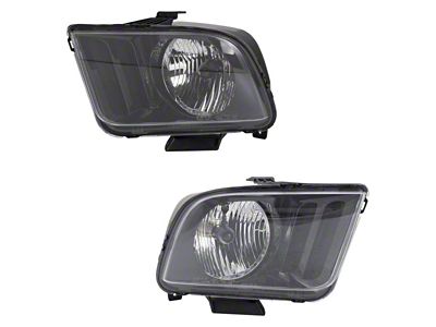 Halogen Headlights; Black Housing; Clear Lens (05-06 Mustang)