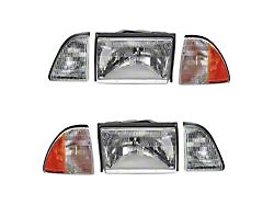 Halogen Headlights; Chrome Housing; Clear Lens (87-93 Mustang)