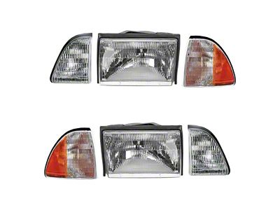 Halogen Headlights; Chrome Housing; Clear Lens (87-93 Mustang)