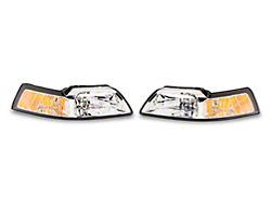 Factory Style Headlights; Chrome Housing; Clear Lens (99-04 Mustang)