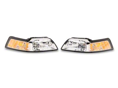 Factory Style Headlights; Chrome Housing; Clear Lens (99-04 Mustang)