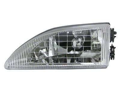 Headlight; Chrome Housing; Clear Lens; Driver Side (94-98 Mustang)