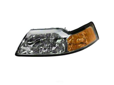 Headlight; Chrome Housing; Clear Lens; Driver Side (99-04 Mustang)