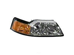 Headlight; Chrome Housing; Clear Lens; Passenger Side (99-04 Mustang)