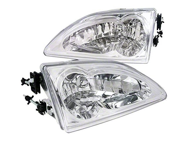 Factory Style Headlights; Chrome Housing; Clear Lens (94-98 Mustang)