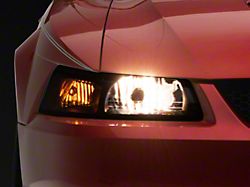 Headlights with Amber Corners; Black Housing; Clear Lens (99-04 Mustang)