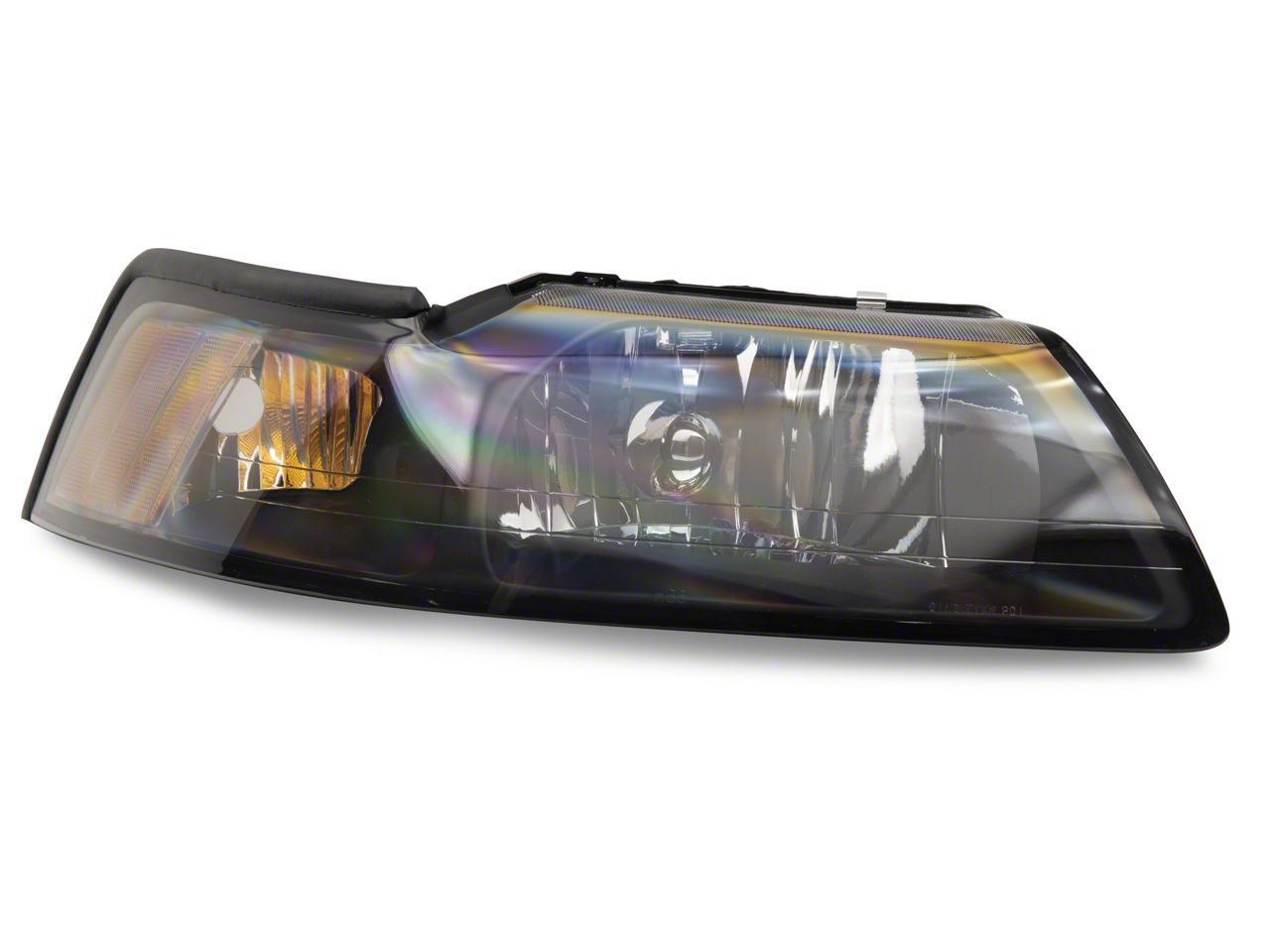 Mustang Headlights with Amber Corners; Black Housing; Clear