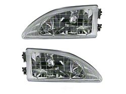 Headlights; Chrome Housing; Clear Lens (94-98 Mustang)