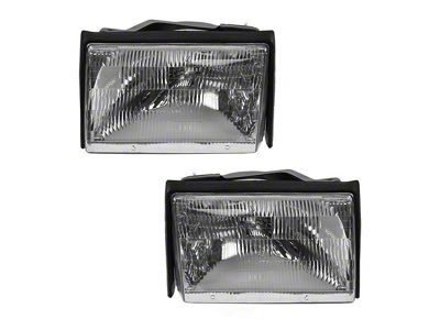 Headlights; Chrome Housing; Clear Lens (87-93 Mustang)