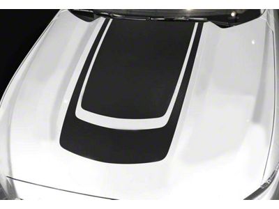 Hood Accent Decals Sport Stripes; Matte Black (05-09 Mustang)