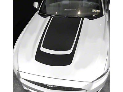 Hood Accent Decals Sport Stripes; Matte Black (15-17 Mustang GT, EcoBoost, V6)