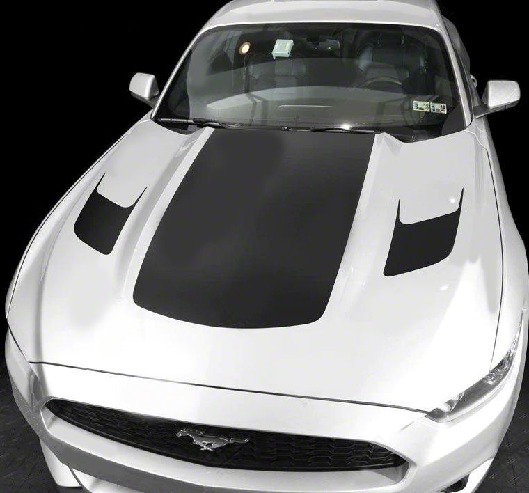 thumbnail image 2 of Xotic Tech Racing Stripe Decal Kit For Ford Mustang 2015+ - Glossy White & Black Hood/Roof/Trunk Stripes 2 of 4