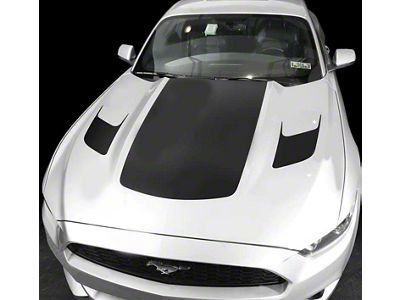 Hood Accent Decals Stripes; Matte Black (15-17 Mustang GT)