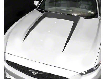 Hood Accent U-Stripe Decal; Matte Black (15-17 Mustang GT, EcoBoost, V6)