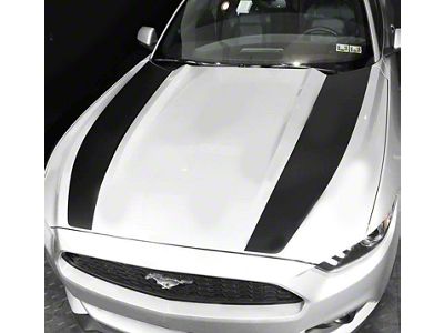 Hood Side Accent Decals Stripes; Gloss Black (15-17 Mustang GT, EcoBoost, V6)