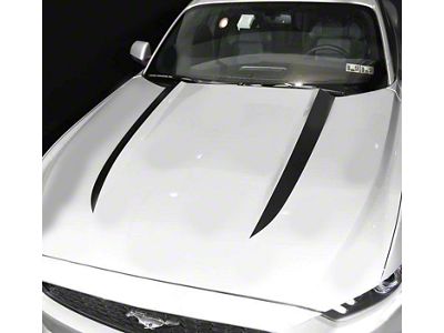 Hood Spears Side Accent Decals Stripes; Matte Black (15-17 Mustang GT, EcoBoost, V6)