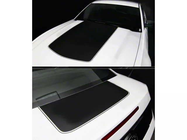 Hood and Trunk Stripes; Matte Black (05-09 Mustang)