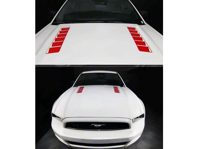 Hood Vent Louvers Imitation Decals; Gloss Black (99-04 Mustang GT, V6)