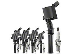 Ignition Coil Set with Iridium Spark Plugs; Black (00-04 Mustang GT, Cobra)