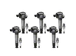 Ignition Coil Set with Iridium Spark Plugs; Black (11-09/16 Mustang V6)