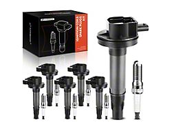 Ignition Coil Set with Iridium Spark Plugs; Black (Late 16-17 Mustang V6)
